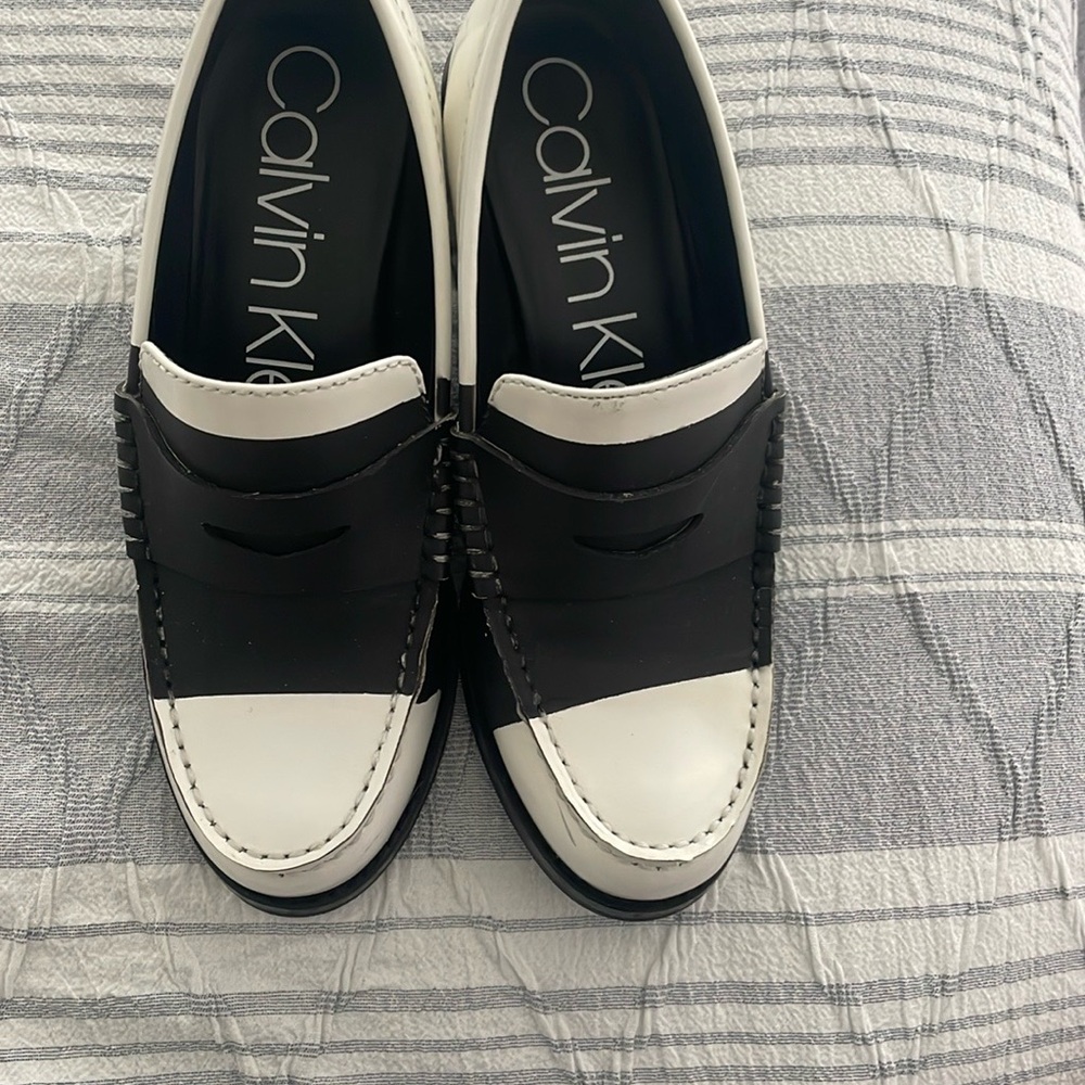 Calvin Klein Black and White Chunky Heels shoes